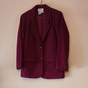 Eddie Bauer Vintage 90s Burgundy Wool Blend Blazer, Sz Women's M, See Dimensions